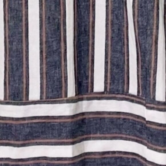 Banana Republic Blake Linen Cropped Pants Size 4 Wide Leg Gray White Tan Stripe - Picture 8 of 14